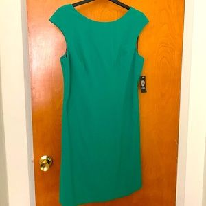 Sleeveless A-line dress with seaming. Silver zippered back and never been worn.